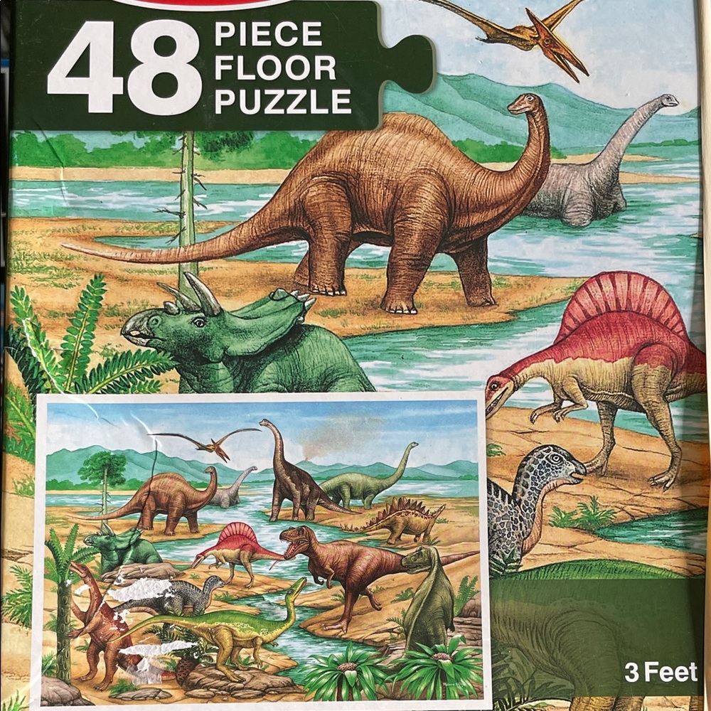 48-Piece Dinosaur Floor Puzzle - Green/Brown